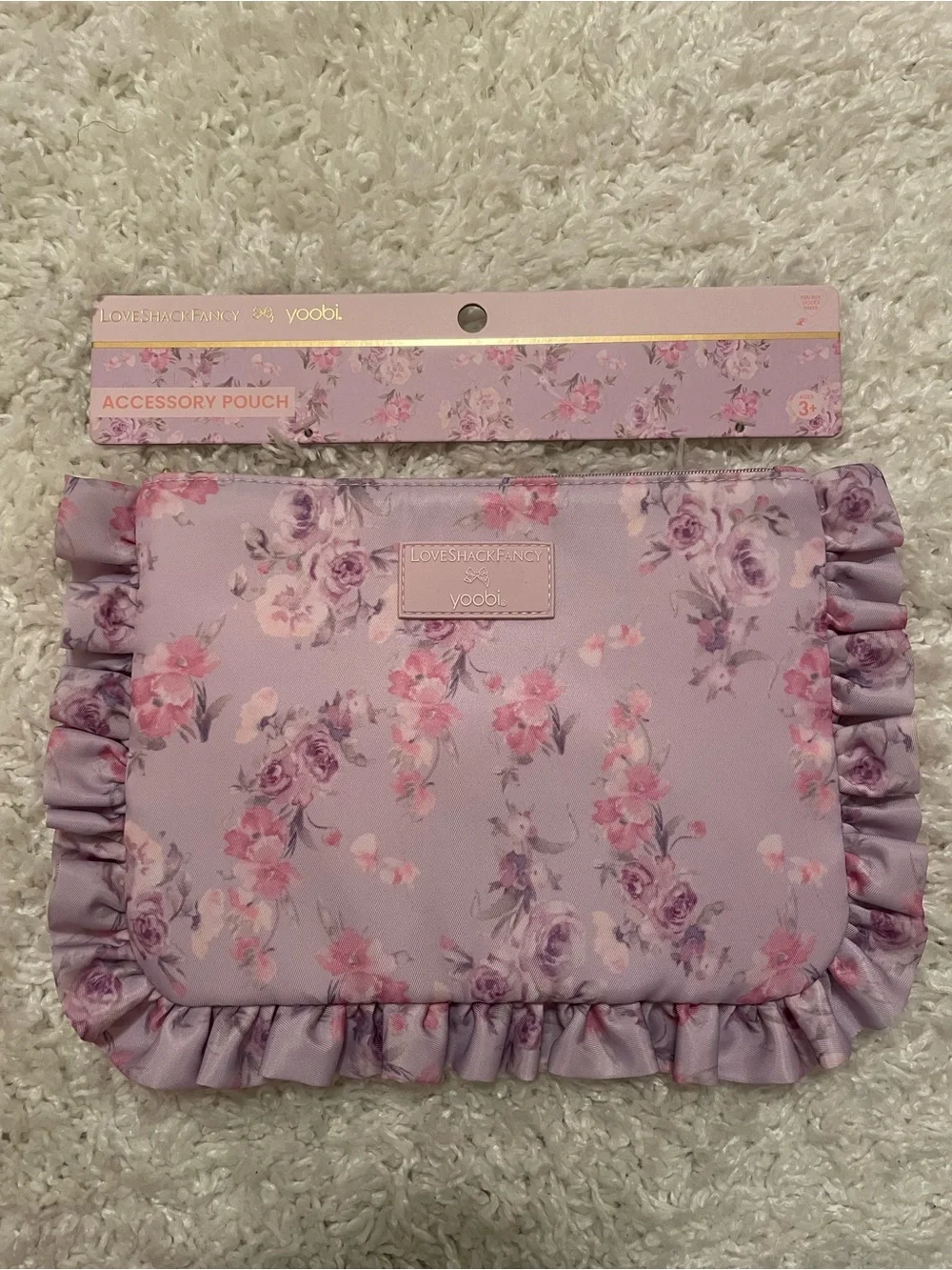 LoveShackFancy x Target - Yoobi Happy Thoughts Ruffle Flat Zip Pencil Case NWT